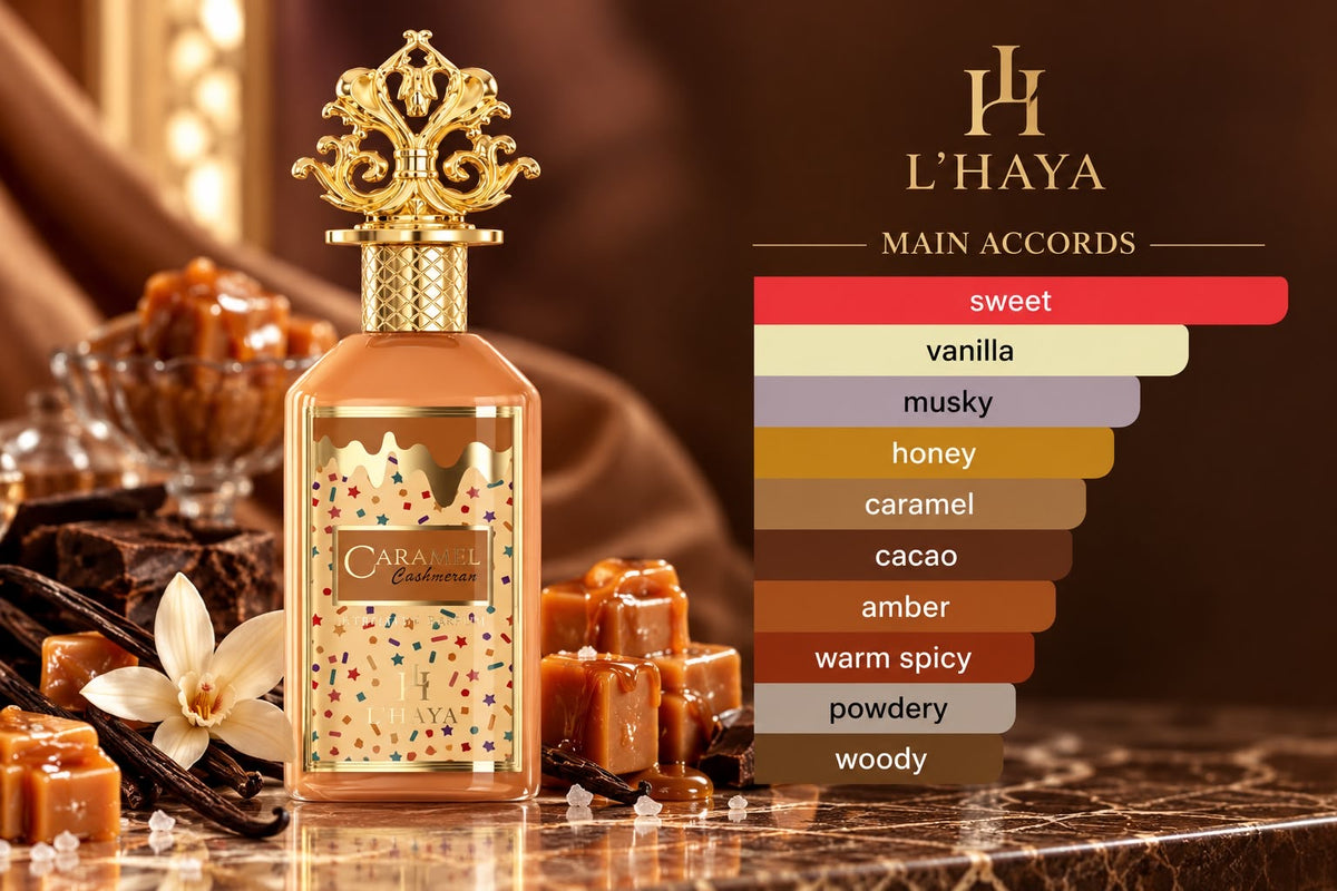L’HAYA- CARAMEL CASHMERAN- EXTRACTO DE PERFUME