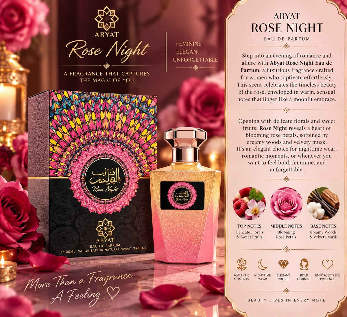 ABYAT ROSE NIGHT WOMEN EDP 90ML