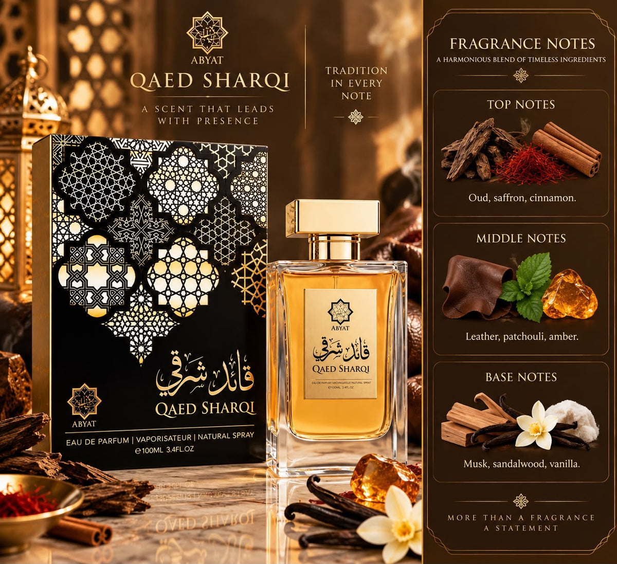 ABYAT QAED SHARQI MEN EDP 3.4OZ