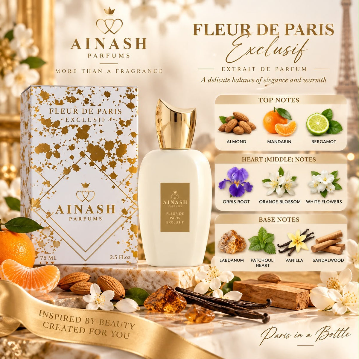 AINASH FLEUR DE PARIS EXCLUSIF EXTRAIT DE PARFUM 75ML